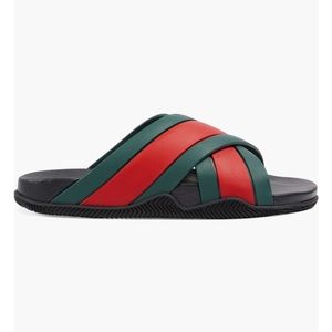 Gucci Men Agrado Web Stripe Slide Sandal